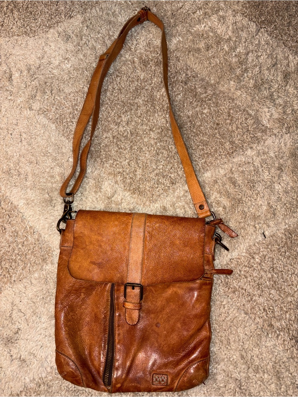 BED STU Jack Tan Rustic Leather Crossbody Bag Boho Western Artisan